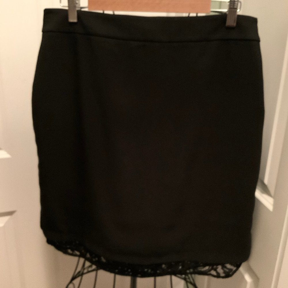 Ann Taylor Black Skirt Lace Trim NWT Size 14